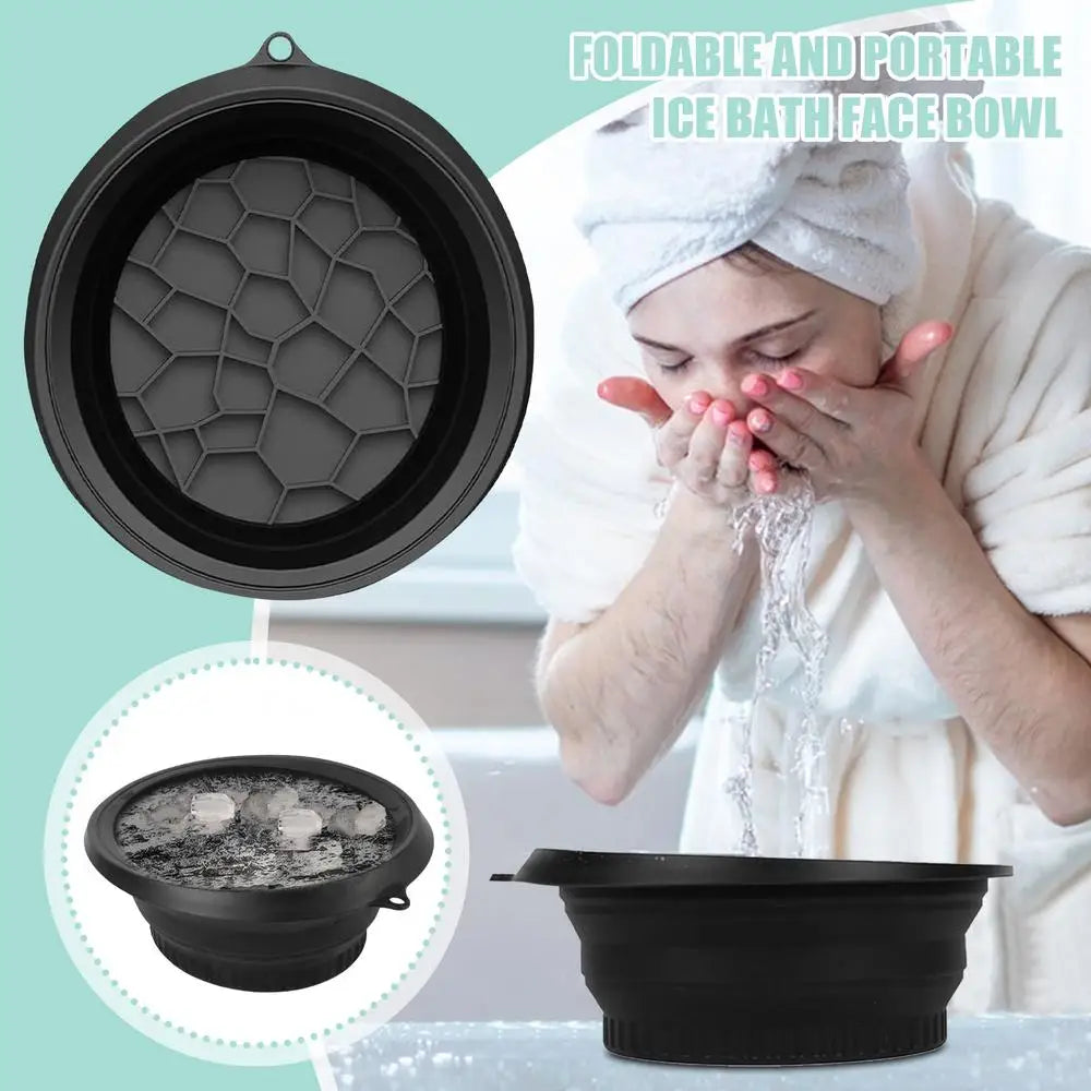 Protable Face Ice Bath Bowl for Facials Plunge Dipping Face Folding Ice Facials Washbasin Facials Skin Care Tool for Home Travel