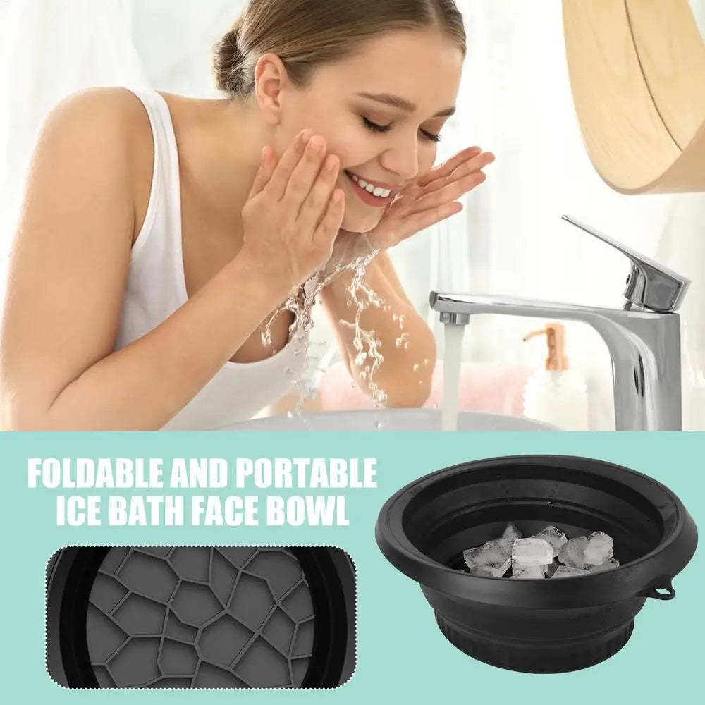 Protable Face Ice Bath Bowl for Facials Plunge Dipping Face Folding Ice Facials Washbasin Facials Skin Care Tool for Home Travel