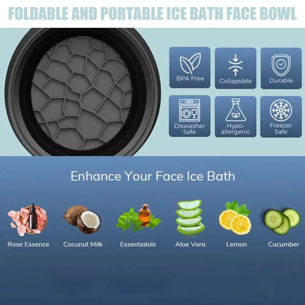 Protable Face Ice Bath Bowl for Facials Plunge Dipping Face Folding Ice Facials Washbasin Facials Skin Care Tool for Home Travel